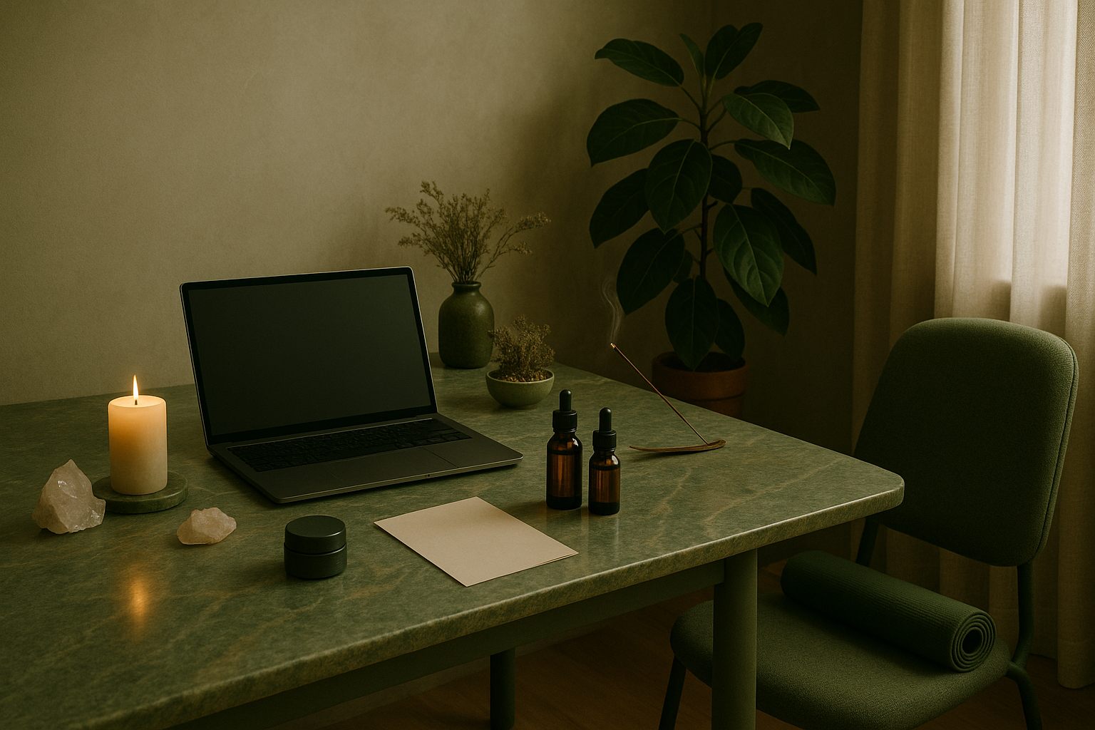 Tranquil Workspace with Earthy Tones